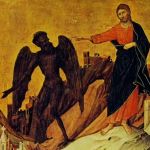 Duccio di Buoninsegna: "Tentazione di Cristo" (particolare). New York. 1309-1311.